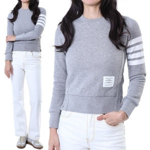 톰브라운 삼선탭+4선완장 디테일 여성 맨투맨 티셔츠 그레이/FJT002A 00535