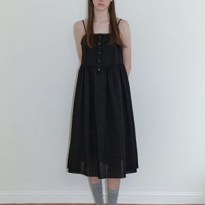 [카인더베이비] petit lace button long dress - black