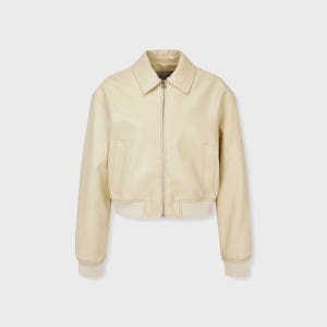 [지컷] 지퍼드 페이크 레더 자켓_베이지 7225175600