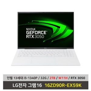 LG전자 그램 16 노트북 16ZD90R-EX59K SSD2TB교체+32G+윈11탑재 무선마우스+마우스패드 증정 - KW