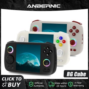 안베르닉 RG 큐브 레트로 휴대용 게임 콘솔 64비트 안드로이드 13 유니소크 T820 3.95인치 IPS 스크린 홀 조이스틱 RGB 조명 효과