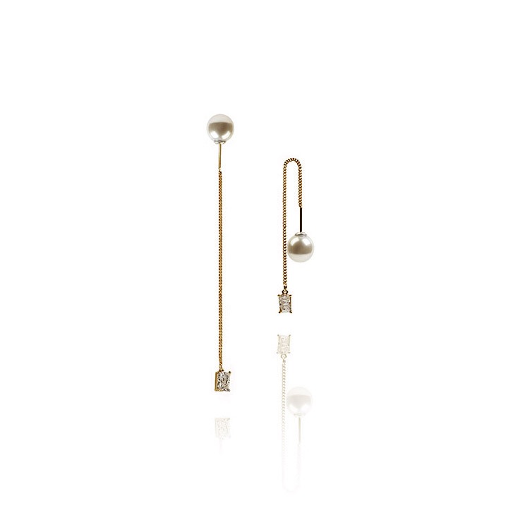 [타니바이미네타니] Timeless Chain Earrings Emerald Cut GOLD - 골드