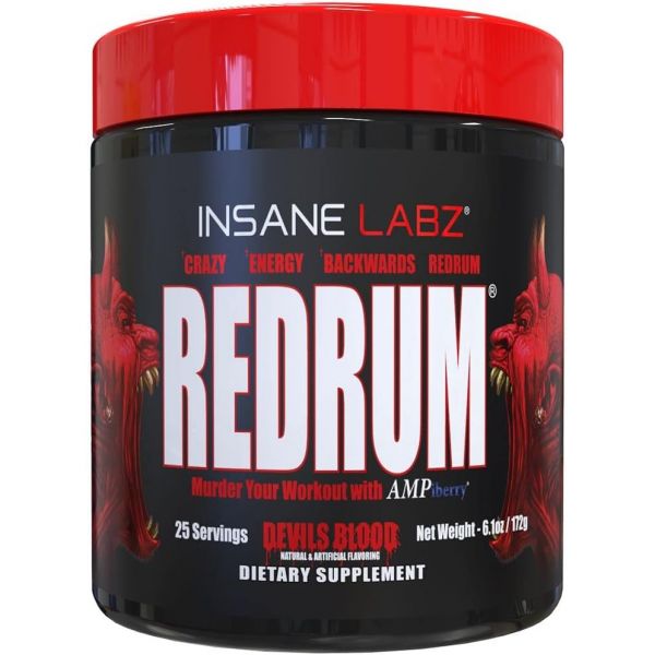 인세인 랩스 레드럼 하이 스티뮬 프리 워크아웃 NO 부스터 파우더 베타 알라닌 <b>아그마틴</b> 설페이트 타우린 함유 AMPberry OXYgold 강화 힘 25회 제공 악마 피 블랙  D