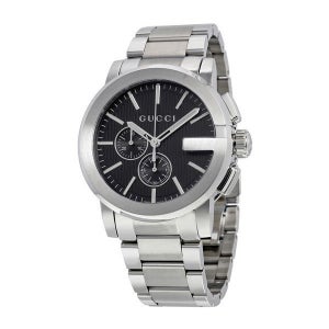구찌 G 크로노 44MM 스틸 쿼츠 시계 YA101204 Chrono 블랙 다이얼 스테인리스 남성 418335 150681052