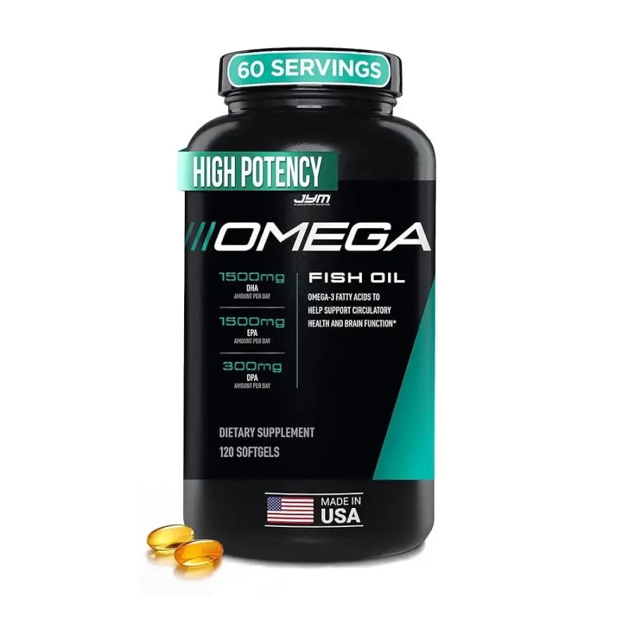<b>JYM Supplement Science</b> Omega 피쉬 오일 2800mg, 고효능 오메가 3, EPA, DHA, 뇌, <b>심혈관</b> 및 관절 케어을