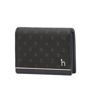 [헤지스 액세서리] 헤지스 COLOR POINT 패턴장식 소가죽 명함지갑 HJHO6E457BK