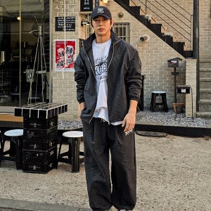 (XL-6XL)크라피티 체크바람막이[AOS 빅사이즈 트레이닝 뒷면프린팅 밑단스트링]