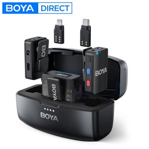 BOYA BOYAMIC 올인원 무선 라발리어 마이크 iPhone Android 스마트폰 DSLR 카메라 PC 컴퓨터 라펠 마이크 게임 라이브 스트리밍 Vlog Youtube 비디오