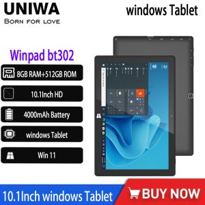 UNIWA Winpad Bt302 윈도우 태블릿 10.1인치 윈도우 태블릿 HD 8GB+512GB 블루투스 듀얼 카메라 HDMI 인터페이스 오피스 게임용 컴퓨터