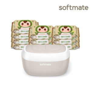 순둥이 소프트메이트 원스텝 물티슈 케이스+그린에디션 리필형 80매 10팩(베이지그레이)