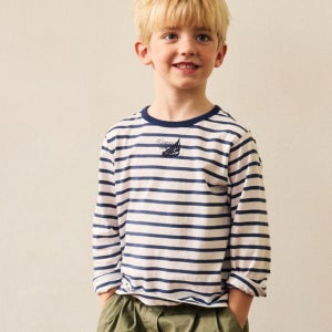 [헤지스 키즈] [KIDS] 네이비 로고프린트 면 긴팔티셔츠 HBTS6EK11N2