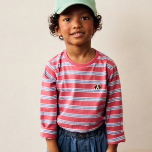 [헤지스 키즈] [KIDS] 핑크 스트라이프 면 긴팔티셔츠 HBTS6EK15P2