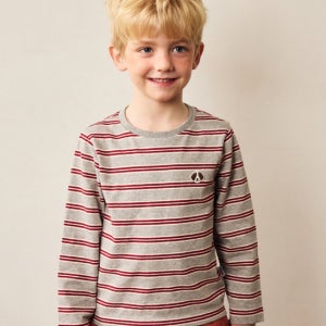 [헤지스 키즈] [KIDS] 그레이 스트라이프 면 긴팔티셔츠 HBTS6EK15G2