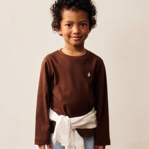 [헤지스 키즈] [KIDS] 긴팔 라운드넥 티셔츠 브라운 HBTS6EK13W2