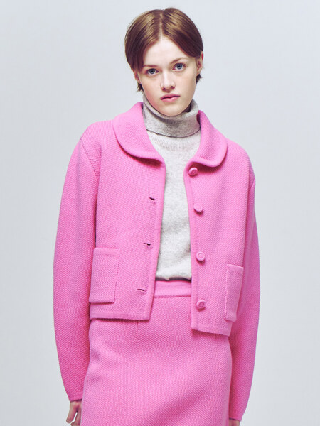 오더먼트 바이 보카바카 Round Collar Cropped Knit Jacket VC2399CD007M
