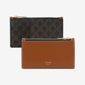 셀린느 트리오페 캔버스 램스킨 지퍼 카드지갑 10B682CAM 04LU 카드 지갑 탄