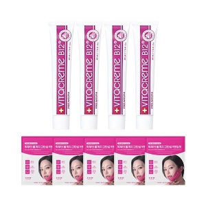 비타끄렘므 B12 크림 50ml x4 + CKD 브이턱 리프팅 마스크 5매