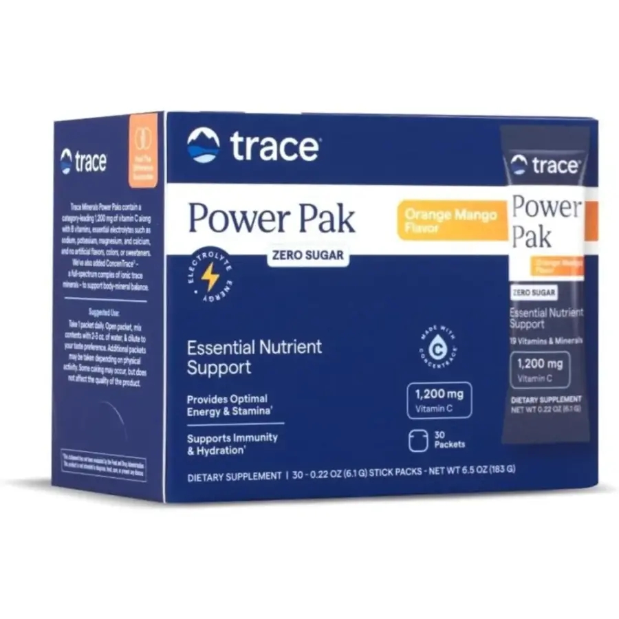 <b>트레이스미네랄</b> Trace Minerals 파워팩 종합비타민 <b>미네랄</b> 오렌지망고 30포