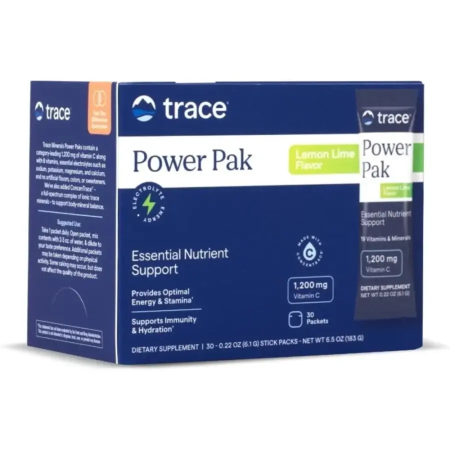 <b>트레이스미네랄</b> Trace Minerals 파워팩 종합비타민 <b>미네랄</b> 레몬라임 30포