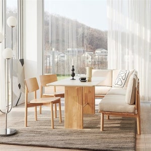 [한샘] 한샘 포레 컴포트 6인 라운지세트 (벤치1, 코너벤치1, 원목의자2 포함)