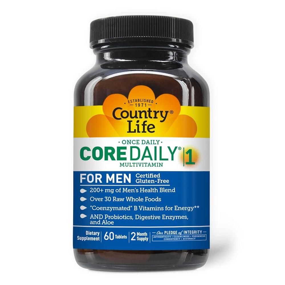 <b>컨트리라이프</b> <b>Country Life</b> Core Daily-1 남성용 - 프로바이오틱스 <b>쏘팔메토</b> 호박 씨앗 추출물 및 코엔자