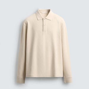 자라 베이직 텍스처 긴팔 폴로 셔츠 4092/424 OYSTER-WHITE