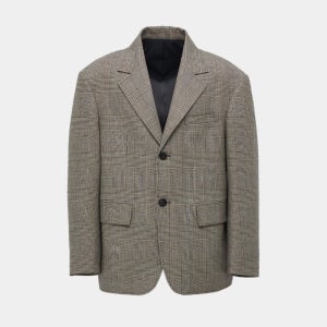 [쿠어] 글렌 체크 울 오버사이즈 블레이저 (베이지글렌체크)