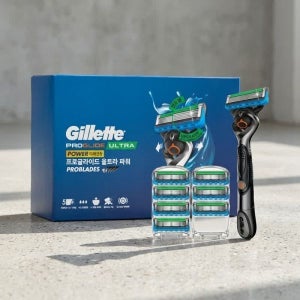 질레트 GILLETTE 프로글라이드 울트라 파워 면도기 핸들1 면도날 8입 Large razor blade 1195426