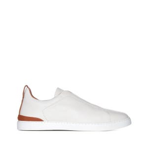 제냐 에르메네질도 슬립온 스니커즈 화이트 LHCVOS4667Z SPA 26SS Textured 레더 앤 rubber sole LHCVOS4667ZSPA