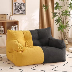 친절한탄씨 소파 2인 편안한 빈백 옐로우+다크 그레이 옐로우+다크 소파 편안한 빈백 그레이