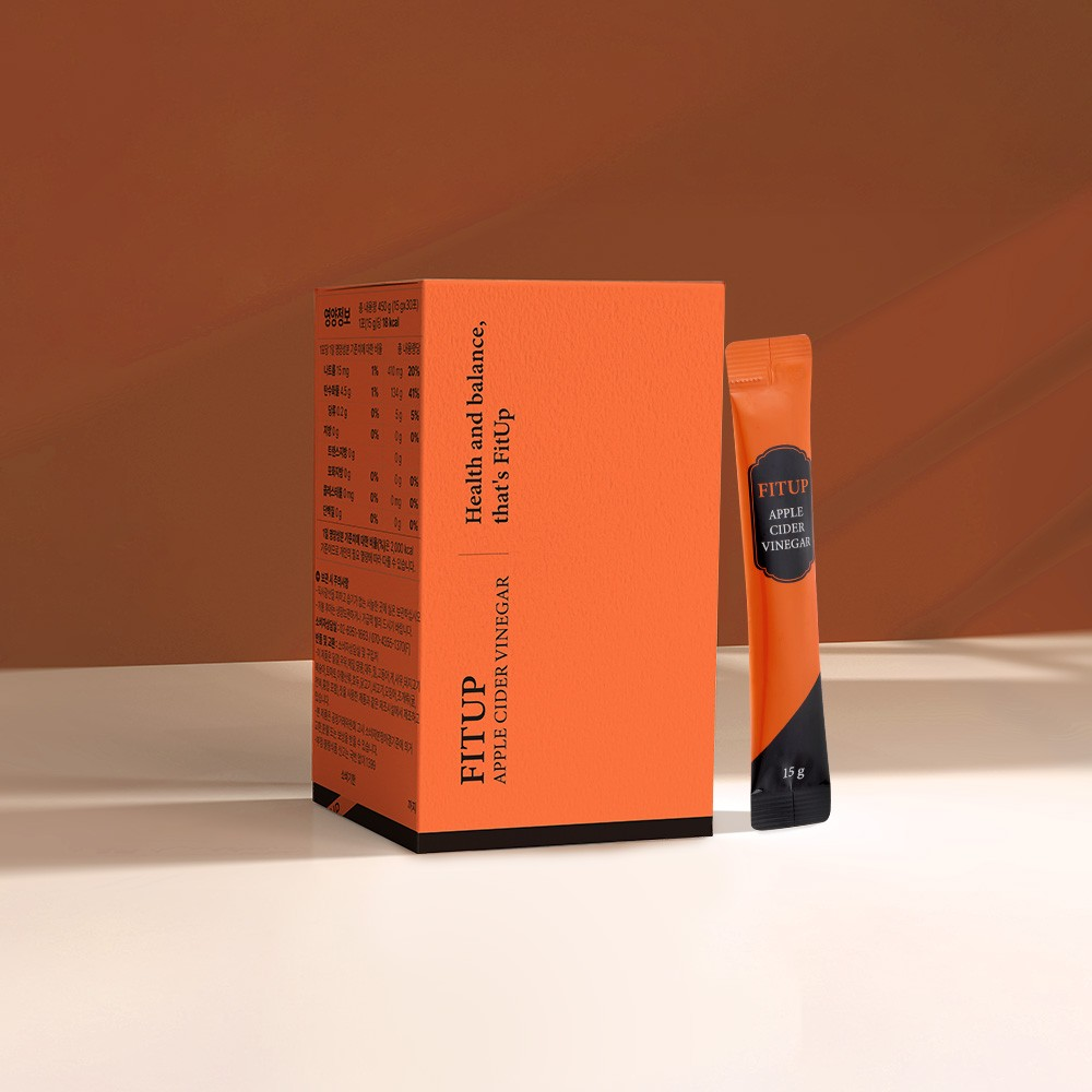 핏업 애사비 스틱 애플사이다비니거 유기농 사과식초 자연발효 고농축 제로 <b>클렌즈</b> 30포  450g  1박스