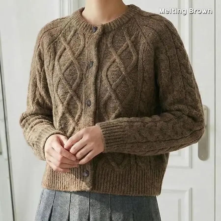 멜팅브라운 여성 가디건 케이블 니트 카디건 CC26