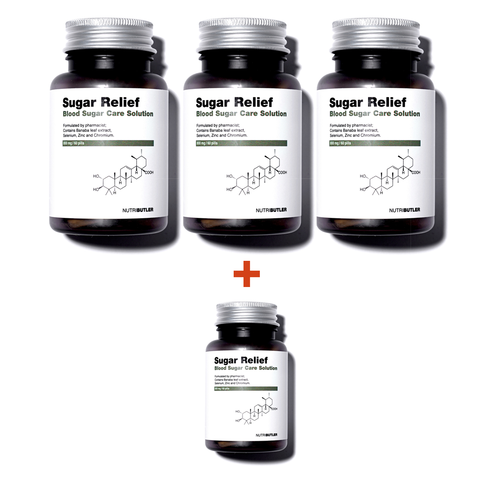 상상바이오 뉴트리버틀러 슈가릴리프 바나바잎 추출물 혈당관리 <b>코로솔산</b> 크롬 영양제 60정, 1개