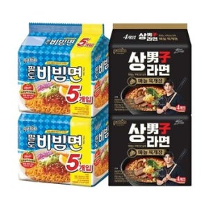 팔도 상남자라면 x2팩 + 팔도 비빔면 x2팩