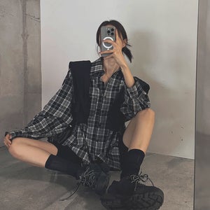 [오늘출발] 언발체크오버핏셔츠-nb