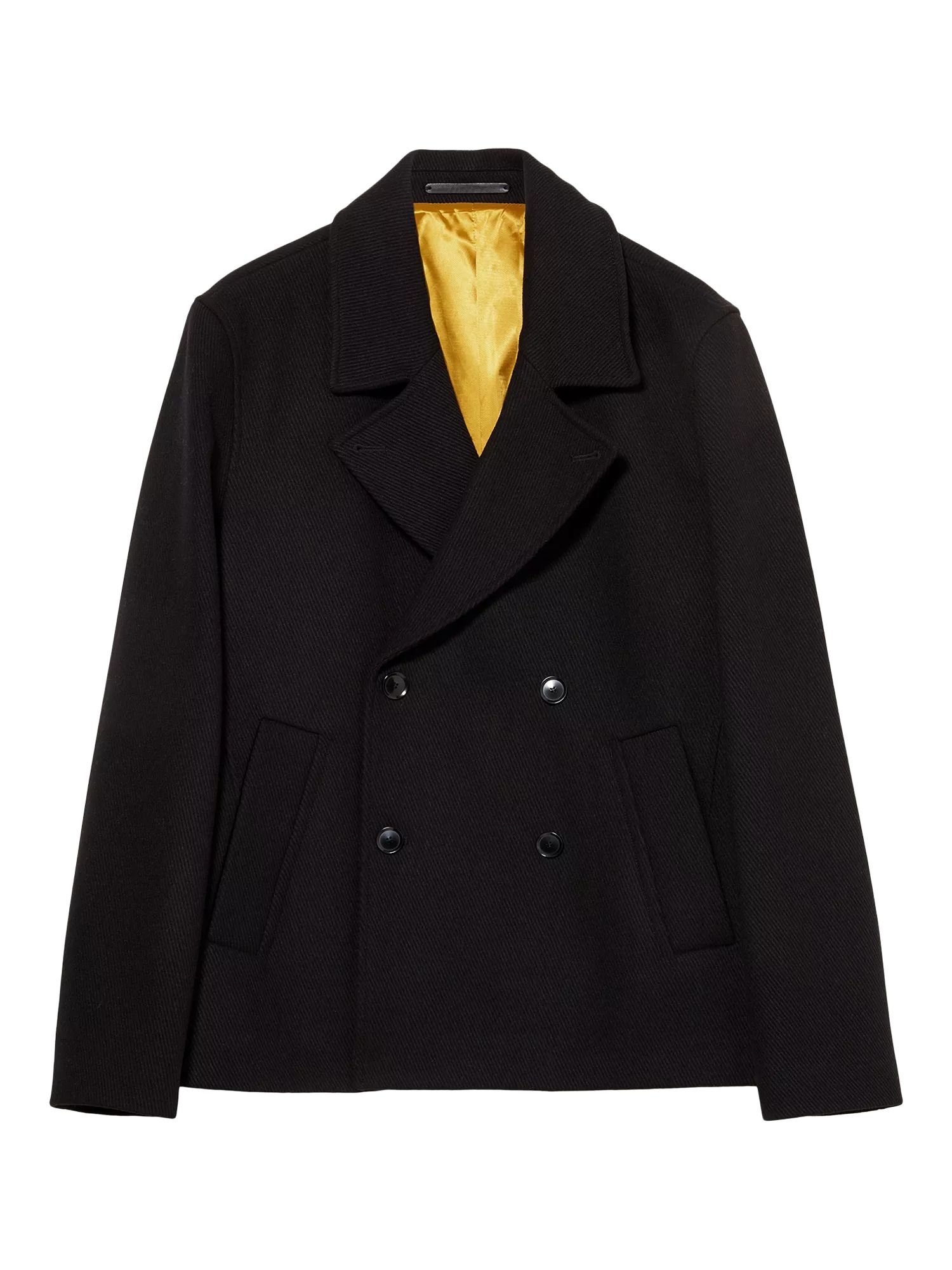 시슬리 더블 브레스트 울 혼합 블랙 피코트 블렌드 레귤러 핏 Double Breasted Wool Blend Regular Fit Peacoat, Black 11 150898510