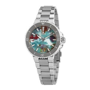 오리스 남성 오토매틱 다이얼 시계 36 5mm 823591 애커스 아퀴스 데이트 Upcycle 에디션 Multicoloured 01 733 7770 4150 SE 150890079