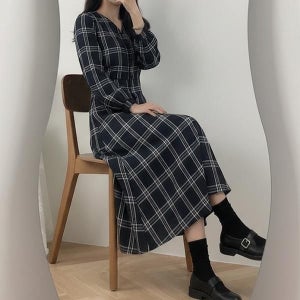 [로디] [오늘출발] 소프트 체크 롱원피스 데이트룩