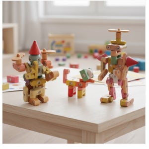 브레인숲 큐렉스 비기너 로봇 프리미엄 원목 자석블럭 31pcs 유치원 어린이집 학교 학원 교습 교구 단체 창의력