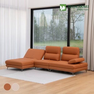우아미가구 [우아미가구] [착불]플렉 독일오킨사모터 실리콘 가죽 4인용 카우치 모션베드 스윙 소파