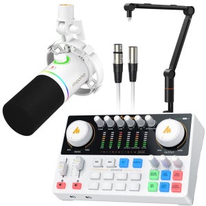 마오노 캐스터 AME2 Gen2 + PD200X 오디오 믹서 블루투스 인터페이스 XLR USB 다이나믹 마이크 스탠드 화이트 패키지4