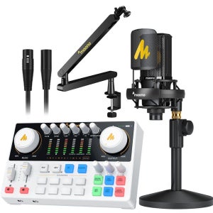 마오노 캐스터 AME2 Gen2 + PM500 오디오 믹서 블루투스 오디오 인터페이스 마이크 스탠드 화이트 올인원 패키지4