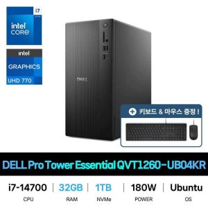 델 IT_DELL 프로 타워 데스크탑 Pro Tower Essential QVT1260-UB04KR RAM 32GB/SSD 1TB교체 재고보유