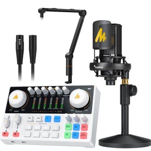 마오노 캐스터 AME2 Gen2 + PM500 오디오 믹서 블루투스 오디오 인터페이스 마이크 스탠드 화이트 올인원 패키지3