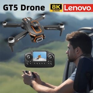 레노버 GT5 미니 드론 4K 프로페셔널 8K HD 카메라 RC 스크린 탑재 브러시리스 광학 흐름 쿼드콥터 장애물 회피 장난감