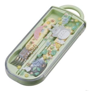 도시락수저세트 240BXU13 토토로 산책길 슬라이드 트리오 수저 포크 케이스세트