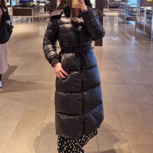 BURBERRY 버버리 SANDSEND 후드 벨티드 여성 롱패딩 블랙 80959541