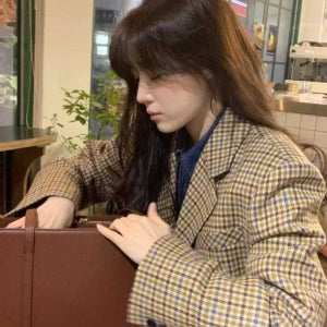 브라운 체크 캐주얼 자켓 블레이저 이사랑통역되나요 4회 고윤정 차무희 연예인스타일