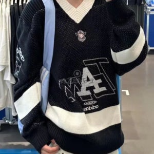 [아디다스] 오리지널 팀 브이넥 루즈핏 니트 스웨터 맨투맨 블랙 KF4467