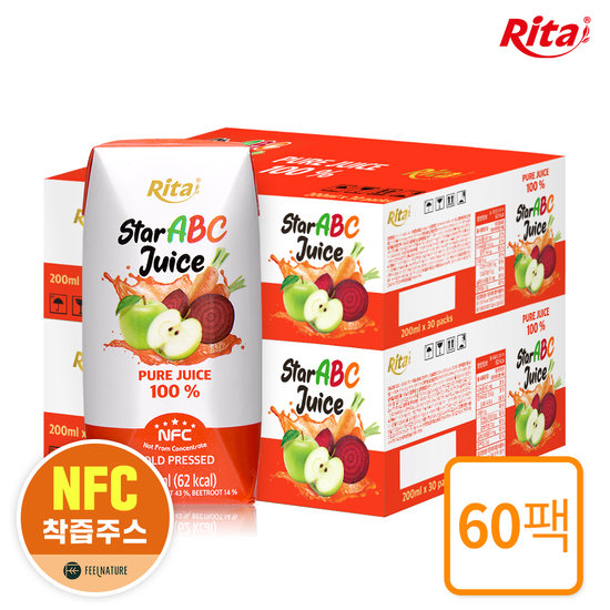 <b>필네이처</b> 리타 스타 ABC주스 NFC 착즙 원액 (200mlx60팩)